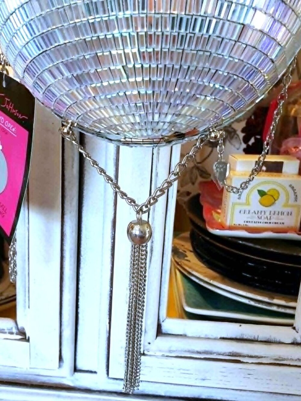 Betsey Johnson Kitsch Crossbody Glass Disco Ball Dancing Queen Bracelet Handbag - Picture 12 of 16